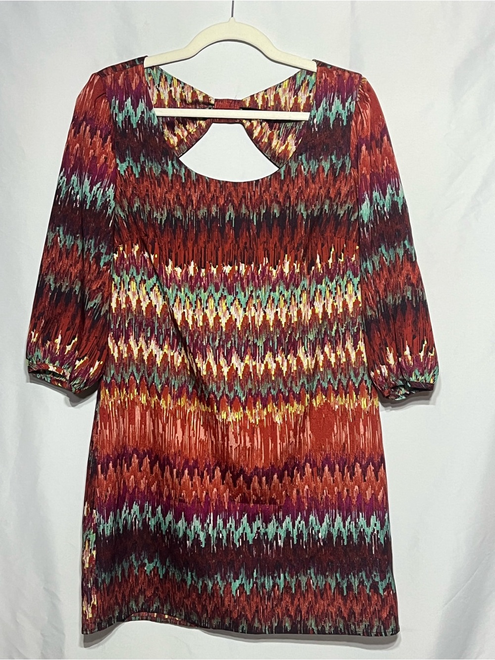 Lily Rose Women's Medium Multicolor Chevron-Print Shift Dress - Red/Turquoise
